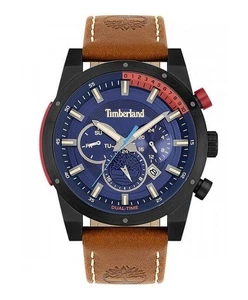 Herrenuhr Timberland Leder Uhrenarmband Dual Time Original Mit Rucksack Geschenk - Picture 1 of 4