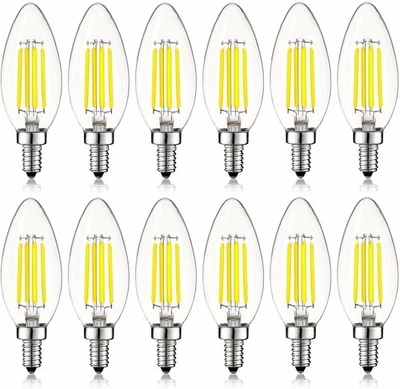 12x Luxrite LED Chandelier Bulbs 60W Equivalent 5000K 550lm Dimmable E12 Base - Image 1 of 4