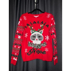 Ugly Christmas Sweater Xmas Size Large Cat - Imagen 1 de 3