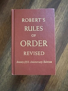 Robert's Rules of Order REVISED 75th Anniversary Edition 1951 Hardcover Book - Bild 1 von 11