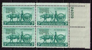 US USA Sc# 981 MNH FVF PLATE # BLOCK Red River Pioneer Oxen Oxcart Minnesota - Picture 1 of 1