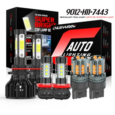 For Fiat 500 2012-2019 -Combo 6500K LED Headlight + Fog Light + DRL Light Bulbs - Image 1 of 4