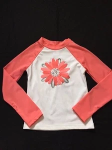 NWT Gymboree Pink Coral Daisy Swim Shop Long Sleeves Rash Guard S 5/6 M 7/8 - Picture 1 of 3