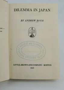 Vintage DILEMMA IN JAPAN by Andrew Roth, 1945 WORLD WAR 2, Hardcover - Bild 1 von 11
