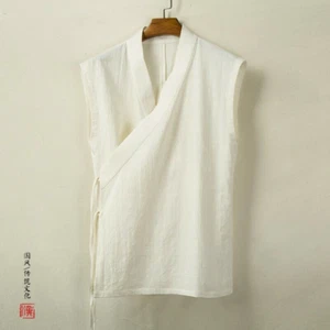 Chinese style of Hanfu Cotton Linen Vest Sleeveless Waistcoat Shirt Tops - Picture 1 of 15