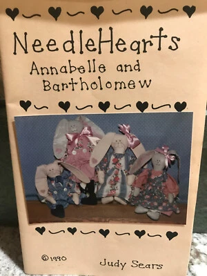 Vintage 1990 Annabelle and Bartholomew Primitive Bunny Sewing Pattern 14" 12" - Image 1 of 4