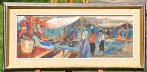JEAN WILTON 1934-2011 - oil painting on board - at the fruit market Arte Arte - Bild 1 von 6