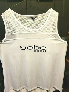 New Women's Plus 3XL Bebe Sport White Mesh Trim Hi-Low Quick Dry