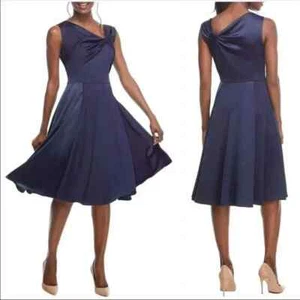 Gal Meets Glam Kleid Größe 6 Noelle Twist dunkelblau asymmetrischer Ausschnitt - Bild 1 von 10