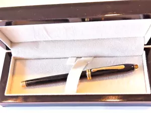 Cross Fountain Pen Townsend Black Brass lacquer ~14kt Gold M NIB USA - Picture 1 of 11