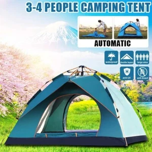 3-4 Person Automatic Quick Pop Up Tents Portable Instant Tent for Camping Hiking - Picture 1 of 13