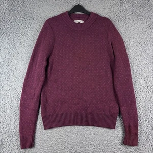 Icebreaker Jumper Womens XL Burgundy 100% Wool Chunky Knit Fisherman Pullover - Picture 1 of 9