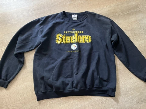 Vintage Pittsburgh Steelers Sweater Mens XL Black Yellow NFL Football Sweatshirt Cover