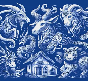 Celtic Fantasy Animalia Delft Blue Cross Stitch Design Inc Pattern Keeper File - Picture 1 of 8