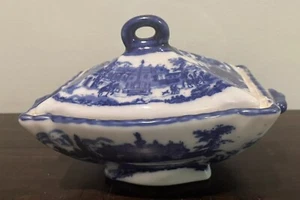 Antique Victoria Ware Ironstone Tureen 7” Lid Blue White Vintage Mothers Day! - Picture 1 of 9