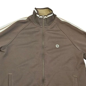 Aigle Men's Full Zip Track Jacket Pockets Cotton Blend Brown White Trim Size Med - Picture 1 of 14