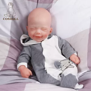 15"Muñeca bebé de silicona Smiley Reborn cuerpo completo de platino hecha a mano - Imagen 1 de 8