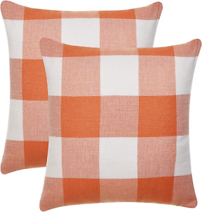 Set of 2 Buffalo Check Plaid Fall Pillow Covers Farmhouse Rustic Pillow Cases, C
