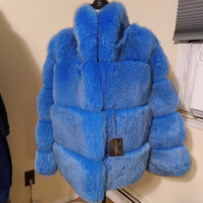 CHAQUETA ABRIGO DE PIEL DE ZORRO IRIDISCENTE SAGA ÚNICA NUEVA CON ETIQUETAS.PIELES GRUESAS DENSAS.TALLA LG Foto 1 de 4