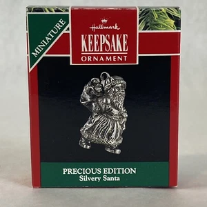 Hallmark Christmas Ornament Precious Edition - Silvery Santa - 1991 Vintage Neu in OVP - Bild 1 von 10