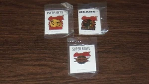 3 Lot Vintage Coca-Cola 1986 NFL Super Bowl XX Football Collectors Pins Pinbacks - Picture 1 of 2