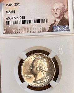1964 Washington Quarter MS65 NGC #058 - Picture 1 of 2