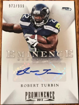 2013 Panini Prominence Eminence Signatures Robert Turbin #11 #’d 972/999 - Image 1 of 2