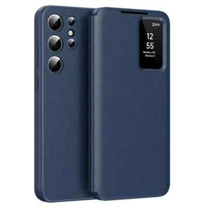 Funda de cuero para teléfono Samsung Galaxy S25 Ultra con ranura para tarjeta de ventana de visualización - Imagen 1 de 8