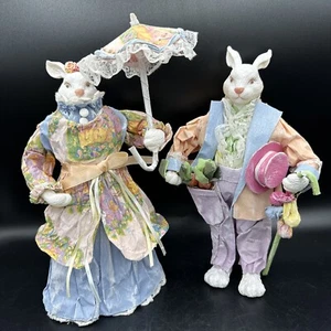 Paar 10" Ostern Pappmaché Hase Kaninchen Figuren Frühling Urlaub Dekoration - Bild 1 von 12