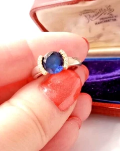 😊 DIAMONIQUE Introvabile Anello in Argento Sterling 925 con ZAFFIRO BLU Nuovo😊 - Foto 1 di 17