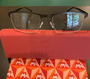 MOREL 30310L. Farbe VN05.Matt Schwarz Edelstahl 52mm Halbrand Brille - Bild 1 von 7