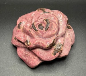 Keramik Stein Crackle glasiert rosa Blume Rose Dekor Figur hohl rustikal - Bild 1 von 8