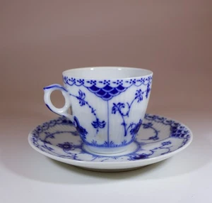 1 Cup & Saucer #719 - Blue Fluted Royal Copenhagen - Half Lace - 1st Quality - Picture 1 of 4
