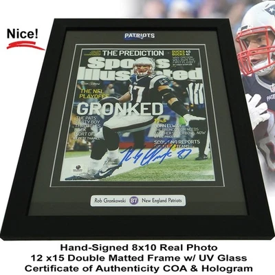 Foto de portada firmada por Rob Gronkowski New England Patriots 8x10 SI enmarcada con certificado de autenticidad Foto 1 de 4