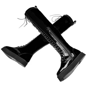 Pumps Size48 Shoes Women's Size50 Patent Leather Over the Knee Motorcycle Boots - Picture 1 of 13