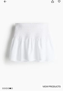 H&M: Women's White SMOCKED COTTON POPLIN SKIRT - Size Xs - Picture 1 of 5