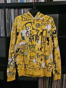 The Simpsons Bart Simpson Graffiti Yellow Pullover Hoodie Size Medium - Picture 1 of 11