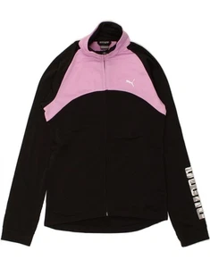 PUMA Girls Graphic Tracksuit Top Jacket 13-14 Years Black Colourblock AE07 - Picture 1 of 3
