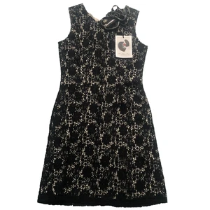 Bleu Blanc Rouge Dress 14 Black Lace Sleeveless Silhouette Cocktail Party Luxury - Picture 1 of 13