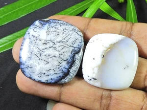 30-35MM Natural Dendrite Agate Oval 2Pcs Cabochon Loose Gemstone 116Cts. I441 - Picture 1 of 9