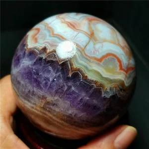 RARA 600G Ametista Agata Sogno Colorata Lucida Naturale Palla Guarigione R1874 - Foto 1 di 10