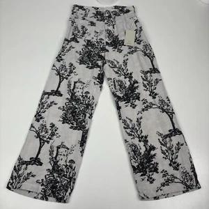 Joie Women's Size 100% Linen Wide Leg Print Casual Trouser Pants Front Pockets - Picture 1 of 11