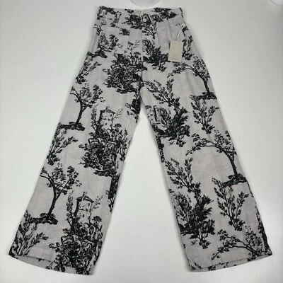 Pantalón informal Joie para mujer talla 100 % lino estampado pierna ancha bolsillos delanteros Foto 1 de 4
