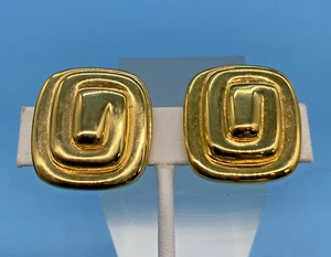 Pendientes Clip Givenchy Diseñador París Nueva York Firmados Patrón Llave Tono Dorado De Colección - Imagen 1 de 11