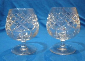 2 Cartier Crystal CTC3 Pattern Cut Glass Snifters 4 1/2" Tall Made in England - Picture 1 of 6