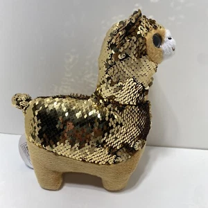 ADVENTURE PLANET Sequinimal LLAMA 9" Gold Sparkly Plush Stuffed FREE SHIPPING - Picture 1 of 4