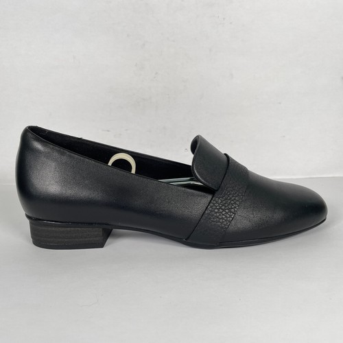 Mocassini décolleté neri Clarks Juliet Ariel da donna taglia 8 M in pelle