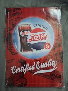 Pepsi Cola Retro Vintage 5 Cent Big Big Glass 12 x 17 Metal Tin Sign - Picture 1 of 2