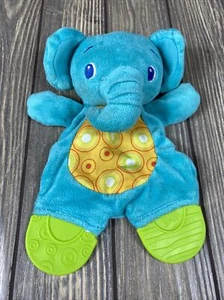 Bright Starts Blue Green Crinkle Elephant Baby Teether Toy Soft Plush Lovey - Picture 1 of 3