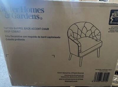 NEW TUFTED BARREL BACK ACCENT CHAIR DEEP COBALT ROYAL BLUE BH62100031654DC - Image 1 of 4